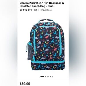 Bentgo Dino backpack with lunch box compartment